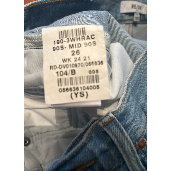 RE/DONE 90's High Rise Ankle Crop Straight Leg Jeans Size 26 - Mid 90's‎ - Picture 6 of 6